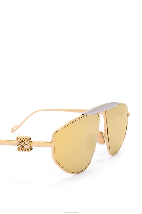 Loewe mujer spoiler nuevas gafas de sol de aviador en metal LP641450 oro multitono