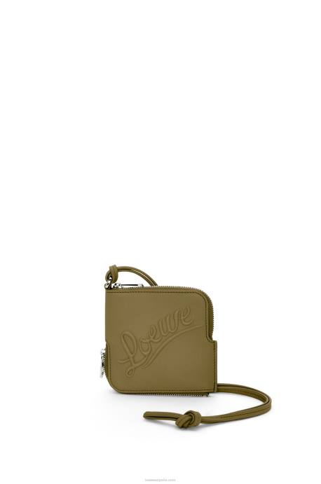 Loewe mujer monedero doble en piel de becerro clásica LP641334 aceituna