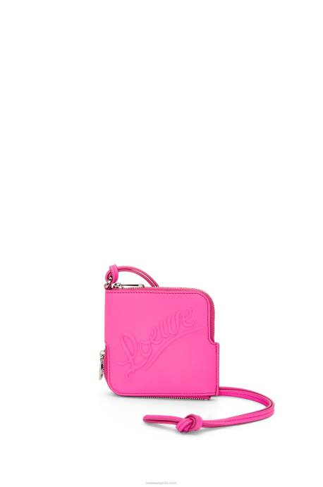 Loewe mujer monedero doble en piel de becerro clásica LP641335 fucsia