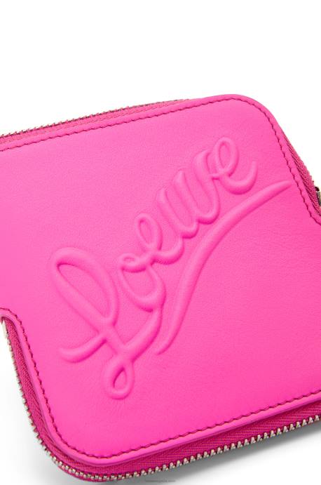 Loewe mujer monedero doble en piel de becerro clásica LP641335 fucsia