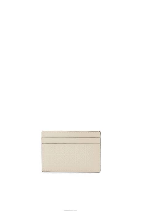Loewe mujer repetido tarjetero liso de piel de becerro de seda repujada LP641359 avena ligera