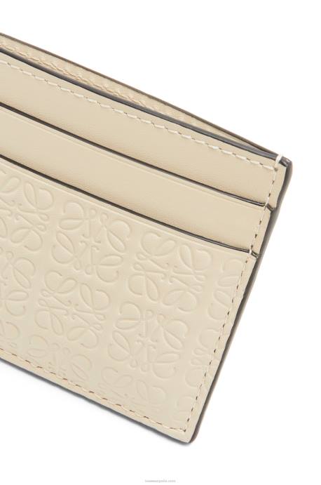 Loewe mujer repetido tarjetero liso de piel de becerro de seda repujada LP641359 avena ligera