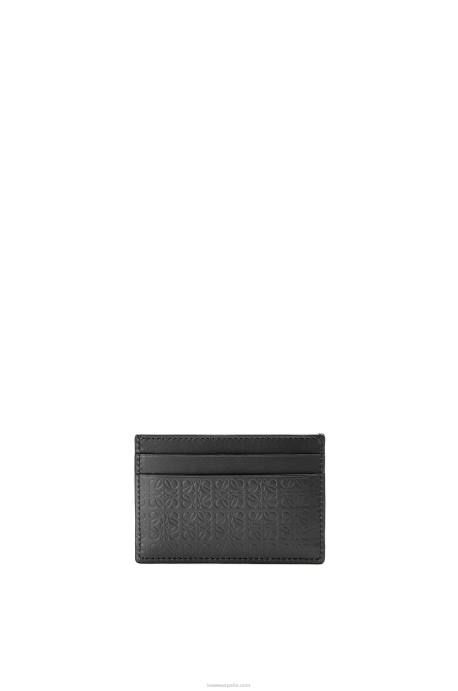 Loewe mujer repetido tarjetero liso de piel de becerro de seda repujada LP641360 negro