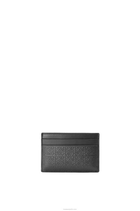Loewe mujer repetido tarjetero liso de piel de becerro de seda repujada LP641360 negro