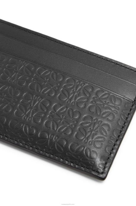 Loewe mujer repetido tarjetero liso de piel de becerro de seda repujada LP641360 negro