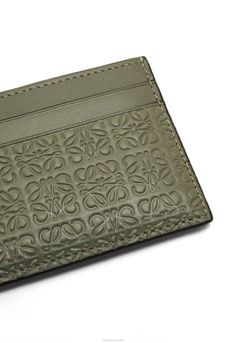 Loewe mujer repetido tarjetero liso de piel de becerro de seda repujada LP641376 aguacate verde
