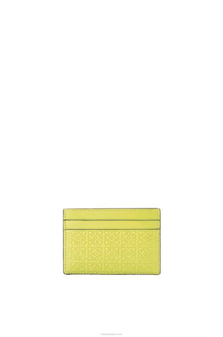 Loewe mujer repetido tarjetero liso de piel de becerro de seda repujada LP641401 amarillo lima