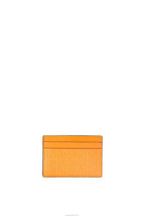 Loewe mujer repetido tarjetero liso de piel de becerro de seda repujada LP641404 mandarín