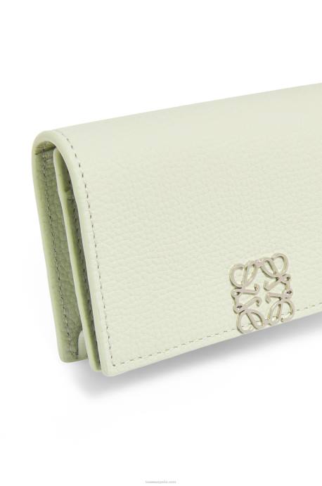 Loewe mujer tarjetero con anagrama de piel de becerro granulada LP641350 celadón claro