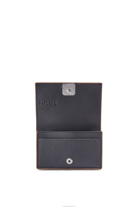 Loewe mujer tarjetero con anagrama de piel de becerro granulada LP641352 negro
