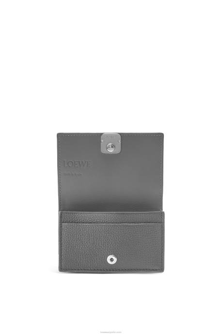 Loewe mujer tarjetero con anagrama de piel de becerro granulada LP641374 gris asfalto