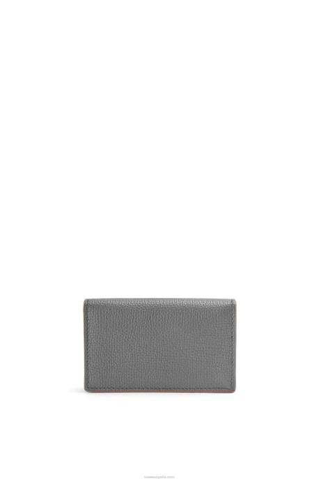 Loewe mujer tarjetero con anagrama de piel de becerro granulada LP641374 gris asfalto