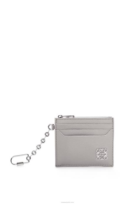 Loewe mujer tarjetero con llave cuadrada y anagrama de piel de becerro granulada LP641321 Perla gris