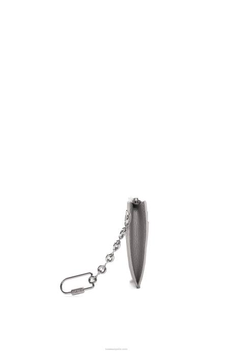 Loewe mujer tarjetero con llave cuadrada y anagrama de piel de becerro granulada LP641321 Perla gris