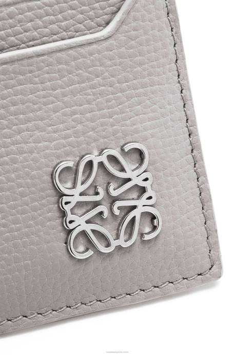 Loewe mujer tarjetero con llave cuadrada y anagrama de piel de becerro granulada LP641321 Perla gris