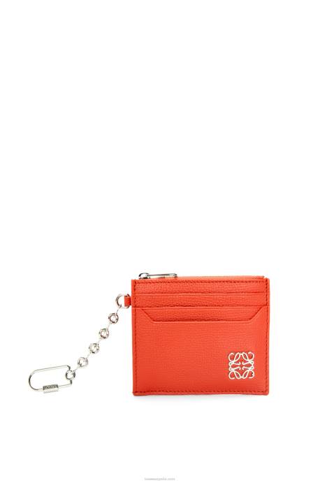 Loewe mujer tarjetero con llave cuadrada y anagrama de piel de becerro granulada LP641324 amanecer naranja