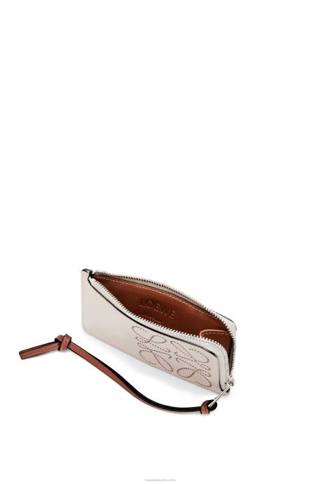 Loewe mujer tarjetero con monedas de la marca en piel de becerro clásica LP641407 avena claro/bronceado