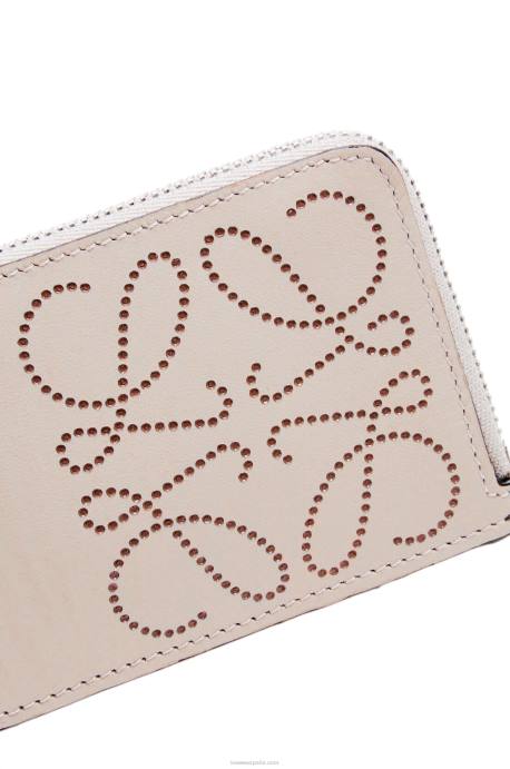 Loewe mujer tarjetero con monedas de la marca en piel de becerro clásica LP641407 avena claro/bronceado