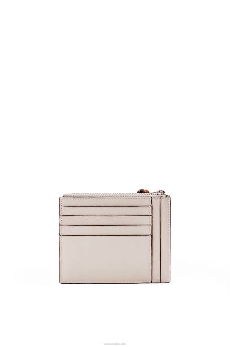 Loewe mujer tarjetero con monedas de la marca en piel de becerro clásica LP641420 avena claro/bronceado