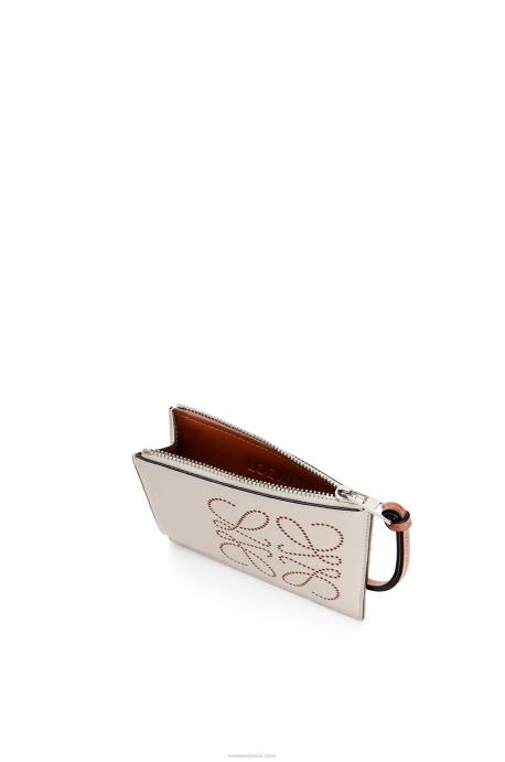 Loewe mujer tarjetero con monedas de la marca en piel de becerro clásica LP641420 avena claro/bronceado