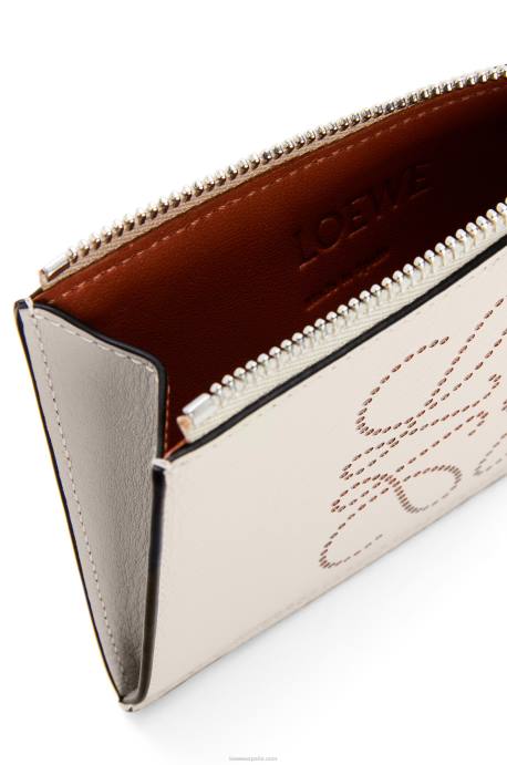 Loewe mujer tarjetero con monedas de la marca en piel de becerro clásica LP641420 avena claro/bronceado