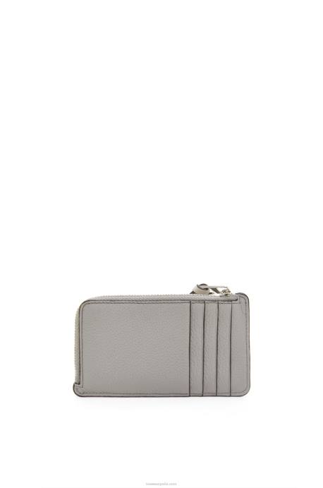 Loewe mujer tarjetero con monedas de piel de becerro granulada suave LP641336 gris perla/verde pálido claro