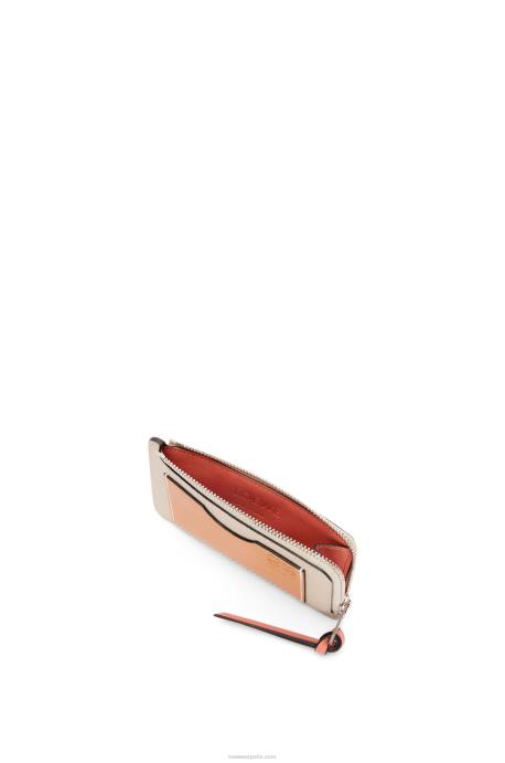 Loewe mujer tarjetero con monedas de piel de becerro granulada suave LP641337 avena ligera/miel