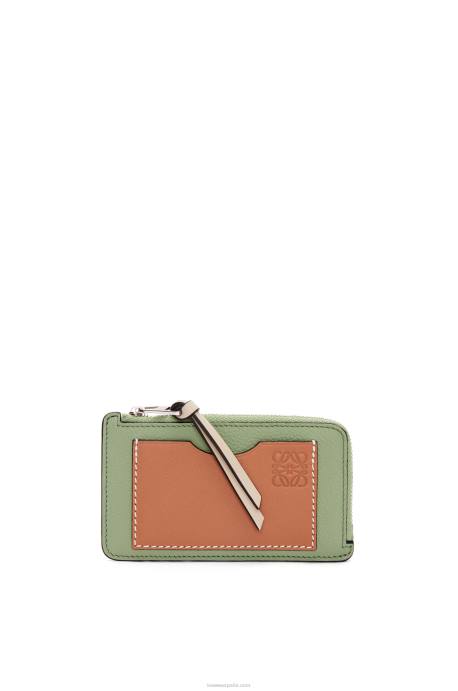 Loewe mujer tarjetero con monedas de piel de becerro granulada suave LP641338 romero/bronceado
