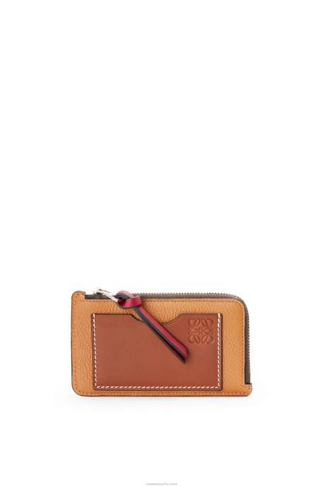 Loewe mujer tarjetero con monedas de piel de becerro granulada suave LP641340 caramelo claro/pacana