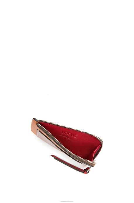 Loewe mujer tarjetero con monedas de piel de becerro granulada suave LP641340 caramelo claro/pacana