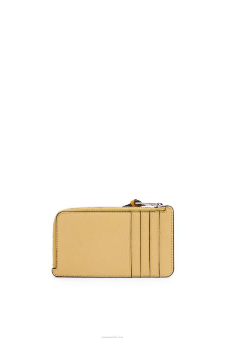 Loewe mujer tarjetero con monedas de piel de becerro granulada suave LP641341 mantequilla oscura/malva