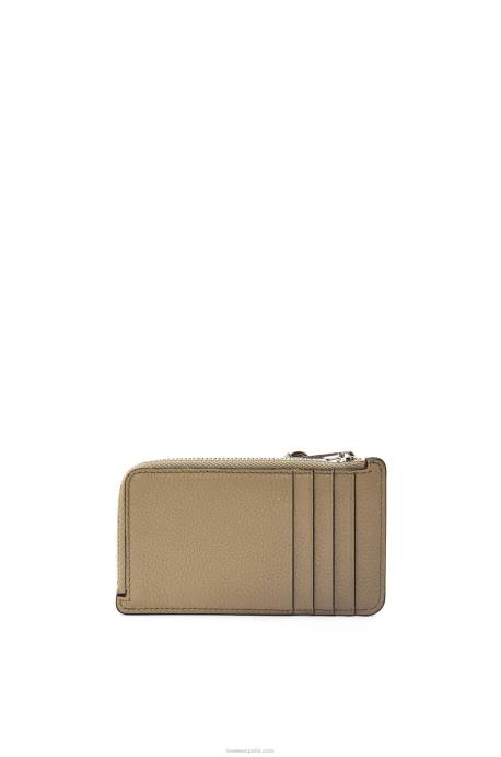Loewe mujer tarjetero con monedas de piel de becerro granulada suave LP641344 verde alcachofa/beige empolvado