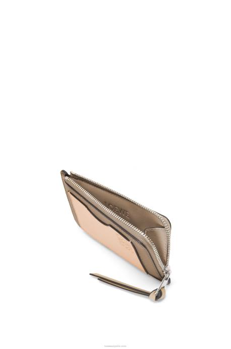 Loewe mujer tarjetero con monedas de piel de becerro granulada suave LP641344 verde alcachofa/beige empolvado