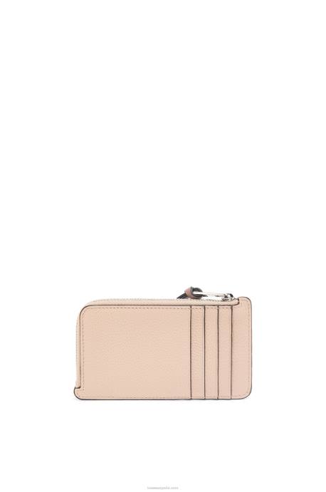 Loewe mujer tarjetero con monedas de piel de becerro granulada suave LP641393 desnudo/citronela
