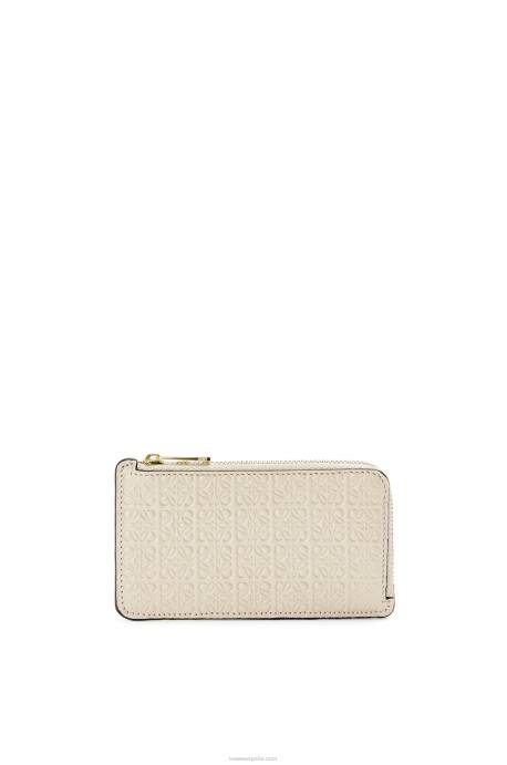 Loewe mujer tarjetero con motivo de monedas de piel de becerro de seda repujada LP641345 avena ligera