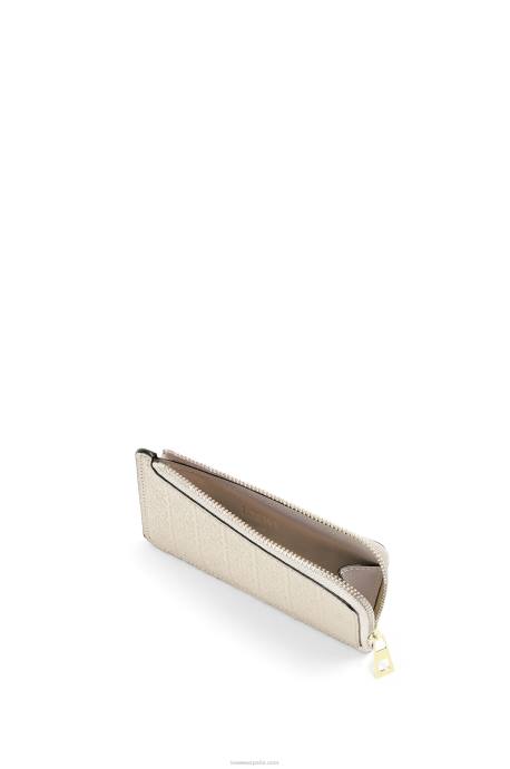 Loewe mujer tarjetero con motivo de monedas de piel de becerro de seda repujada LP641345 avena ligera