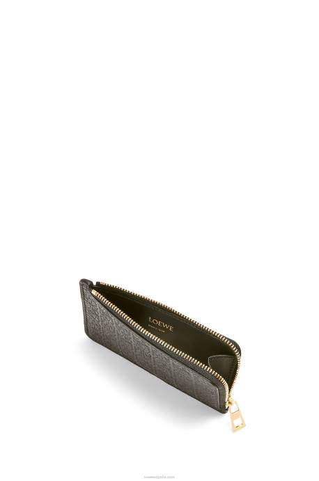 Loewe mujer tarjetero con motivo de monedas de piel de becerro de seda repujada LP641346 negro