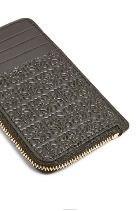 Loewe mujer tarjetero con motivo de monedas de piel de becerro de seda repujada LP641346 negro