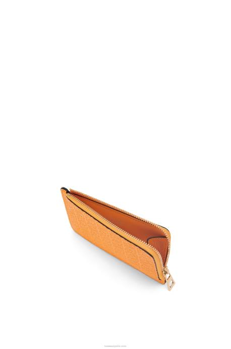 Loewe mujer tarjetero con motivo de monedas de piel de becerro de seda repujada LP641405 mandarín