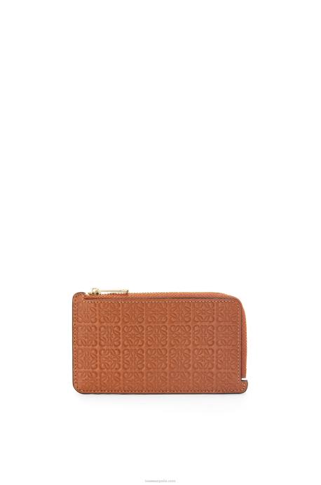 Loewe mujer tarjetero con motivo de monedas de piel de becerro de seda repujada LP641411 broncearse