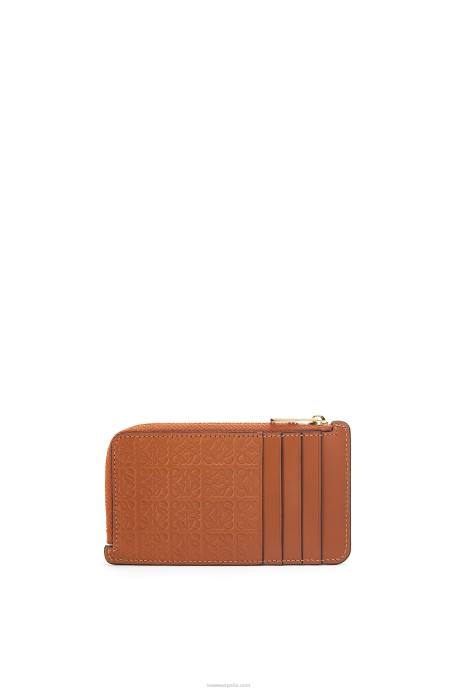 Loewe mujer tarjetero con motivo de monedas de piel de becerro de seda repujada LP641411 broncearse
