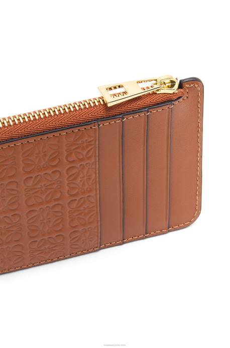 Loewe mujer tarjetero con motivo de monedas de piel de becerro de seda repujada LP641411 broncearse