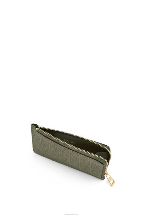 Loewe mujer tarjetero con motivo de monedas de piel de becerro de seda repujada LP641414 aguacate verde