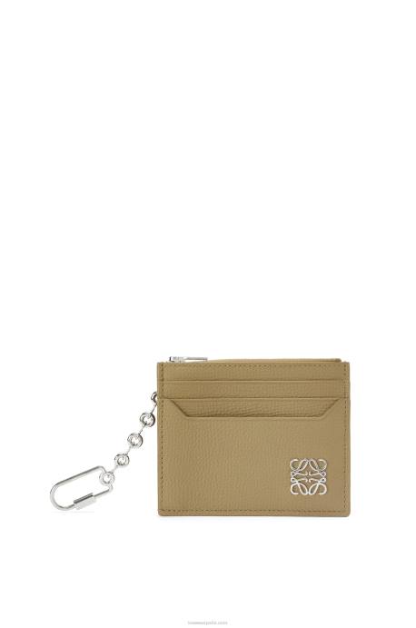 Loewe mujer tarjetero cuadrado con anagrama de piel de becerro granulada con cadena LP641367 alcachofa verde