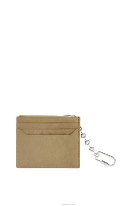 Loewe mujer tarjetero cuadrado con anagrama de piel de becerro granulada con cadena LP641367 alcachofa verde