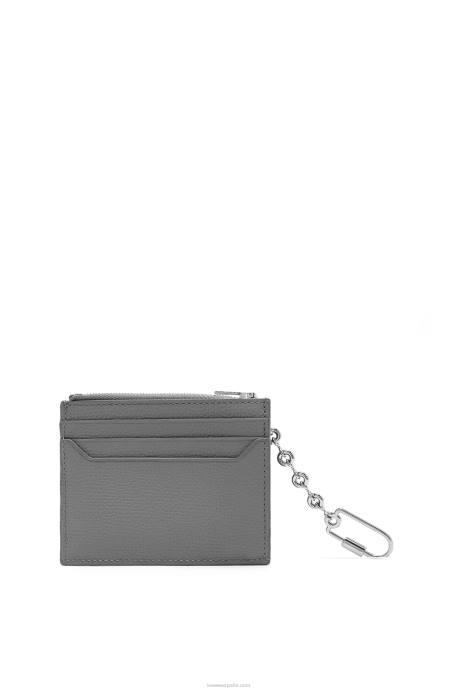 Loewe mujer tarjetero cuadrado con anagrama de piel de becerro granulada con cadena LP641384 gris asfalto