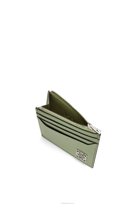 Loewe mujer tarjetero cuadrado con anagrama y cremallera de piel de becerro granulada LP641398 Romero