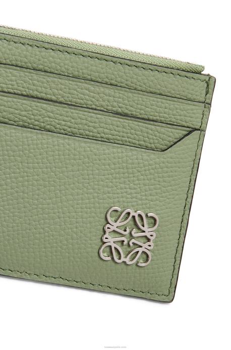 Loewe mujer tarjetero cuadrado con anagrama y cremallera de piel de becerro granulada LP641398 Romero