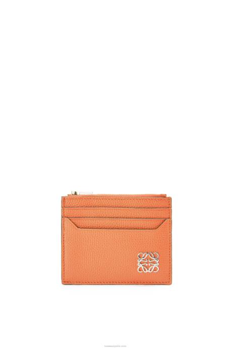 Loewe mujer tarjetero cuadrado con anagrama y cremallera de piel de becerro granulada LP641399 Arrecife de coral