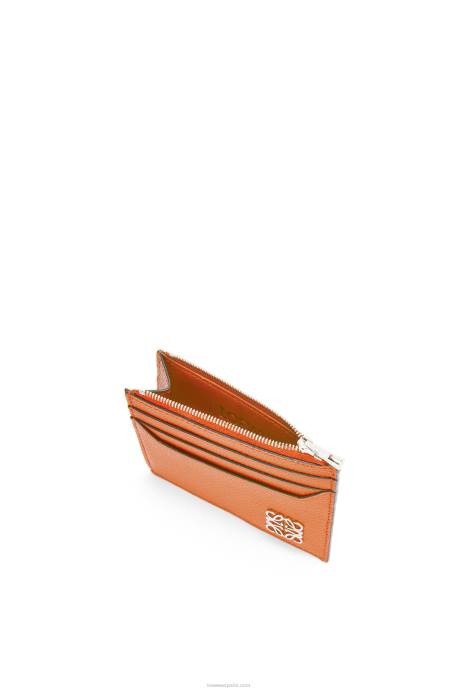 Loewe mujer tarjetero cuadrado con anagrama y cremallera de piel de becerro granulada LP641399 Arrecife de coral
